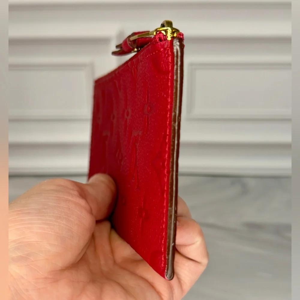 Louis Vuitton Red Monogram Empreinte Leather Zip Coin Pouch